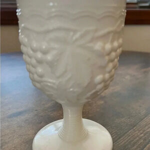 VINTAGE: White milk glass, goblet.